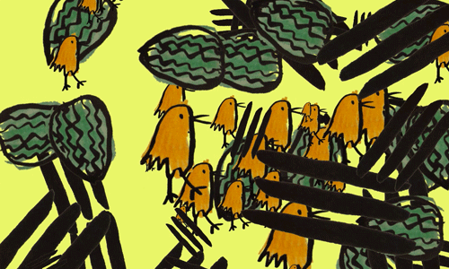 animated gif of cabbages and chicks