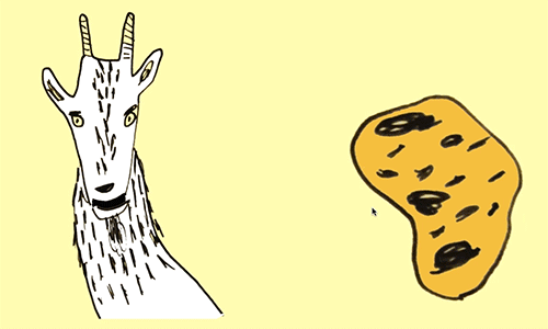 animated gif of goat eating potato